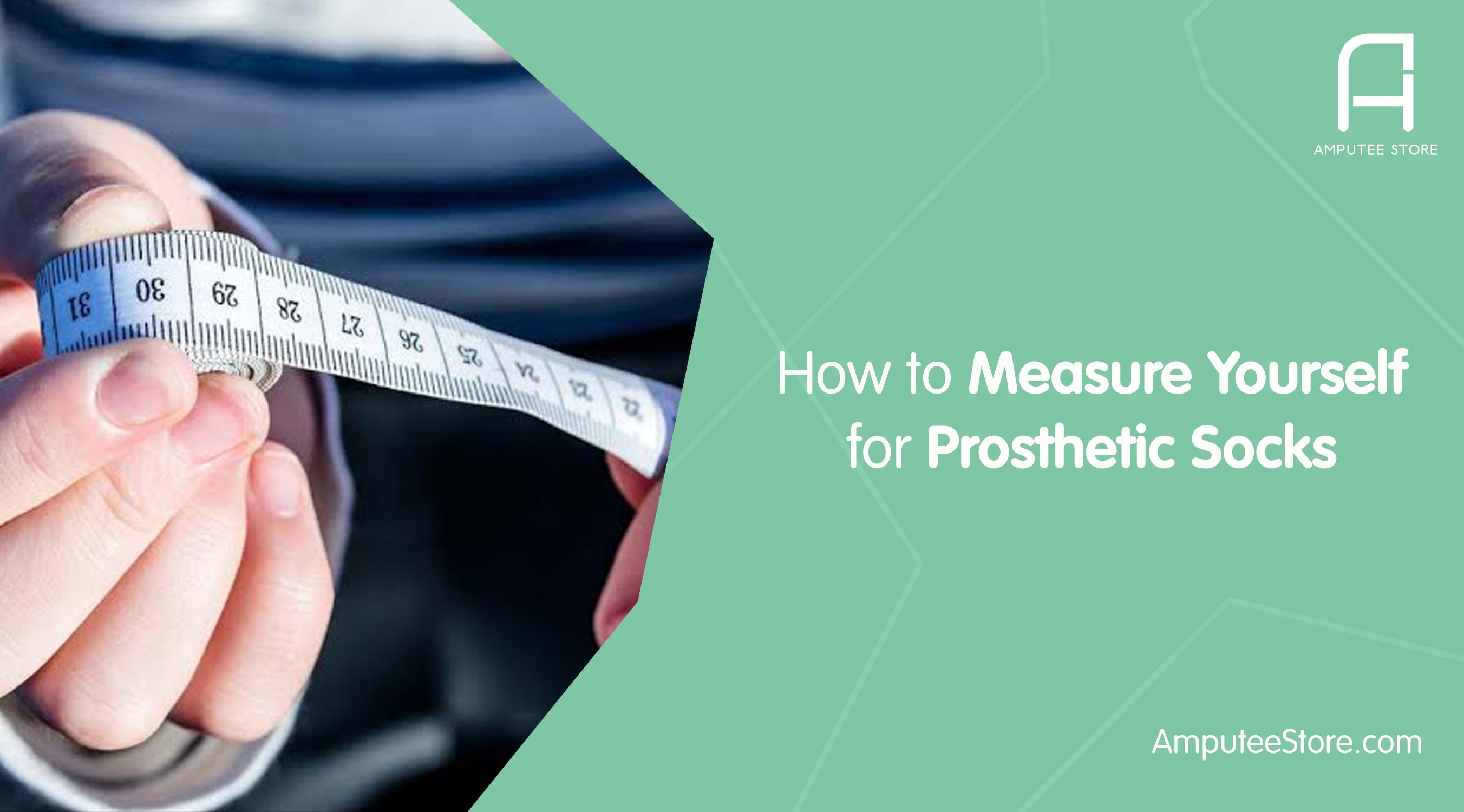 A person holding a measuring tape to measure for prosthetic socks
