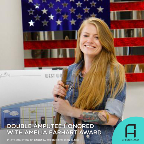 Double amputee Mandy Horvath receives Amelia Earhart Award.