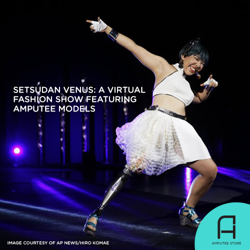 A virtual fashion show held in central Tokyo featured amputee models.