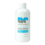 Amputee liquid silk powder lubricant reduces friction and skin chafing when donning prosthetic suction socket.
