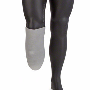 Glidewear liner patch prevents chafing over cut end of tibia or shin bone.