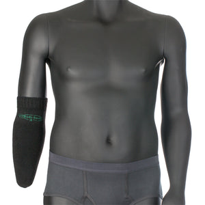 Prosthetic arm sock by knit-rite with hugger top for a custom fit.