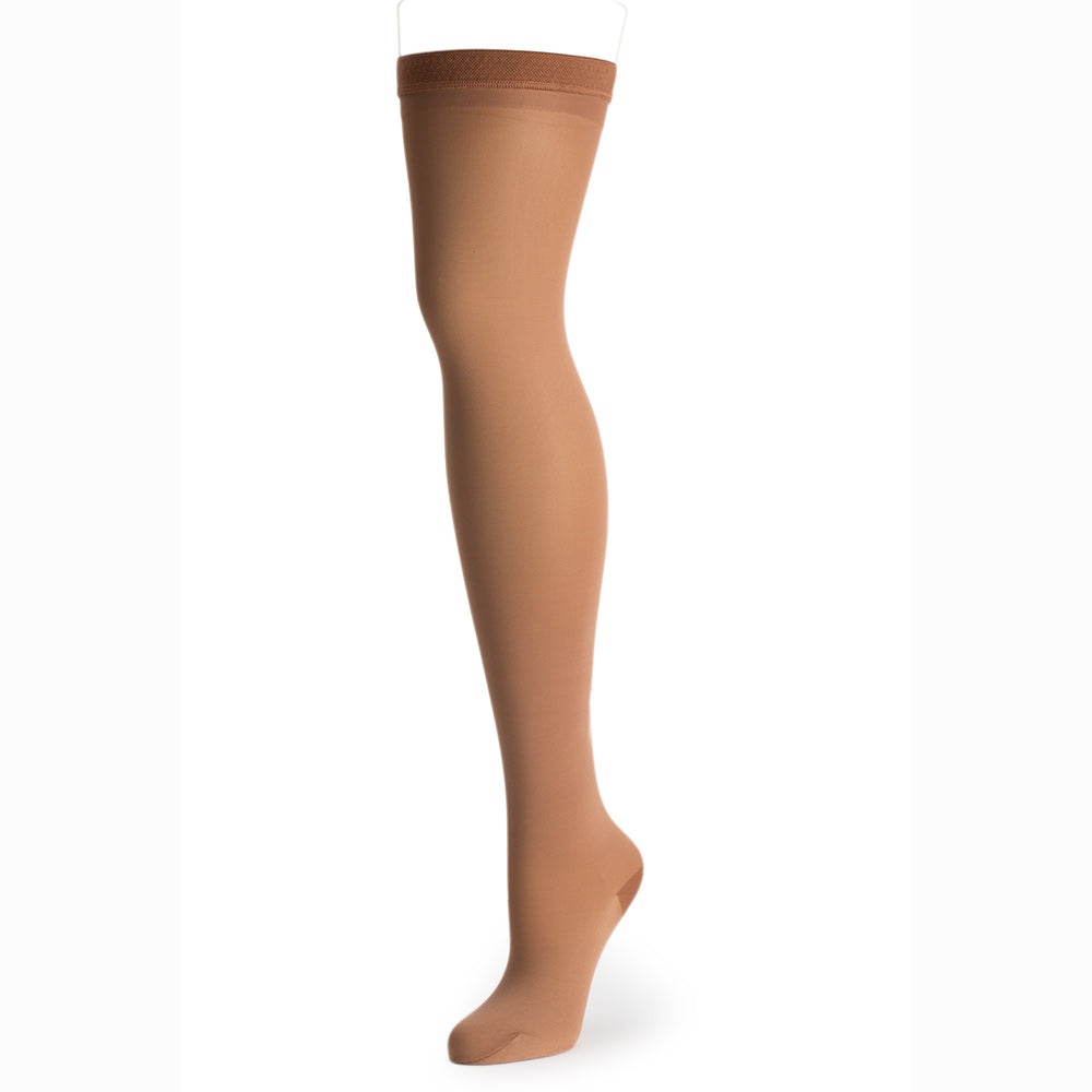 Knit-Rite Prosthetic hosiery Latin skin tone shade to cover your prosthetic above knee leg..