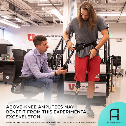 Engineers created an experimental exoskeleton that could help above-knee amputees walk better.