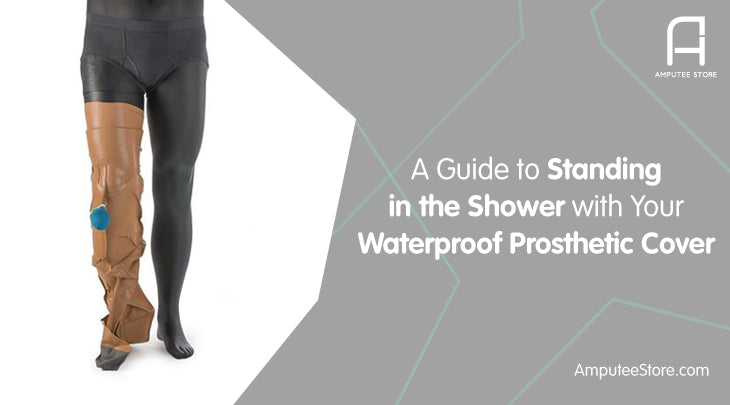 Wearing a waterproof prosthetic cover can protect components.