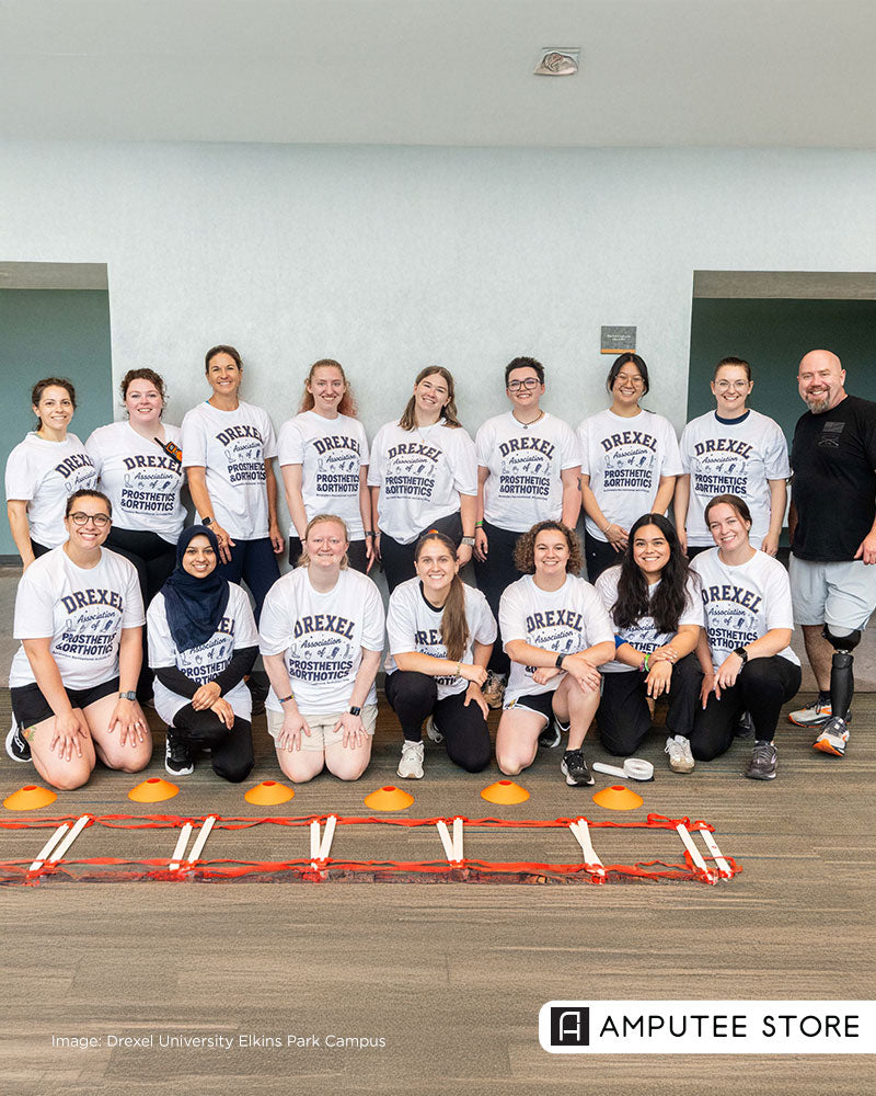 Group at Drexel University’s Adaptive Recreational Activity Day with prosthetics and orthotics students, community members, and adaptive sports participants.