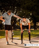 Active prosthesis user with a running blade resting after exercise, illustrating prosthetic antiperspirant tips, sweat management, residual limb care, socket comfort, and liner moisture control.