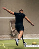 Person with a below-knee prosthesis plays soccer using Levitate prosthetic feet, highlighting adaptive sports, active lifestyle, and mobility after limb loss.