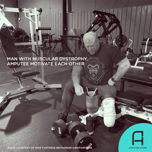 A man with muscular dystrophy and an amputee motivate each other to defy the odds.