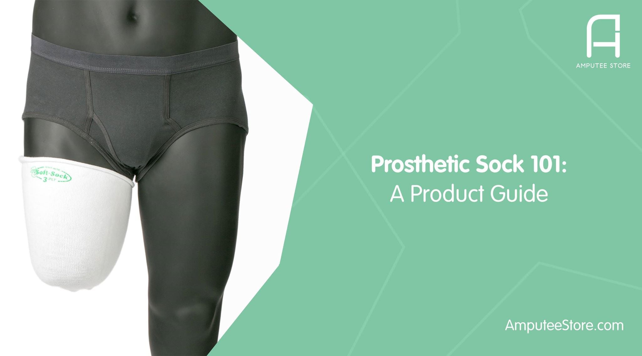 A prosthetic sock on an above-the-knee amputee model.