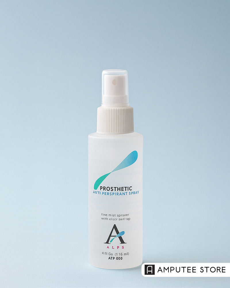 Using a prosthetic antiperspirant, like the Alps Anti-Perspirant Prosthetic Spray, can help improve prosthetic limb fit and function.