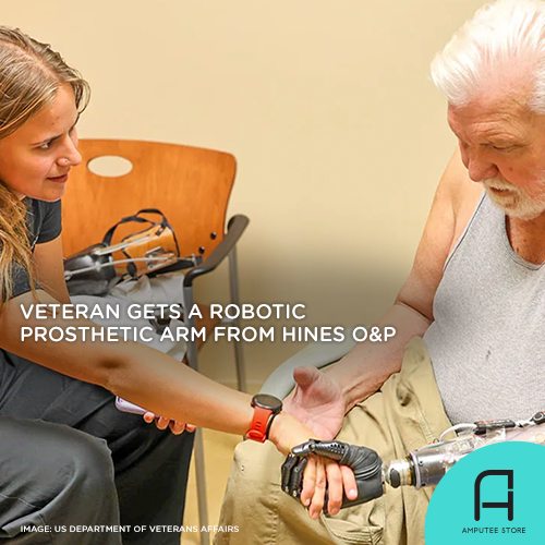 Veteran James Ritchie gets a robotic prosthetic arm from Hines O and P.