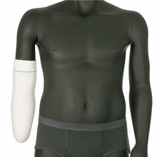Load image into Gallery viewer, Below elbow arm amputee wearing an alps prosthetic sock size narrow short.