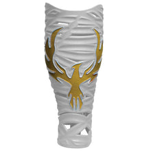 Load image into Gallery viewer, Prosthetic custom cover in white and gold with falcon on front.