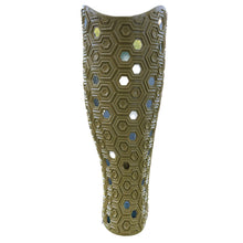 Load image into Gallery viewer, Hex pattern with holes gold painted custom prosthetic cover.