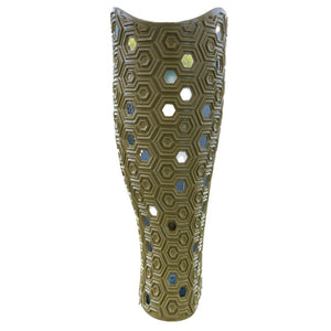 Hex pattern with holes gold painted custom prosthetic cover.