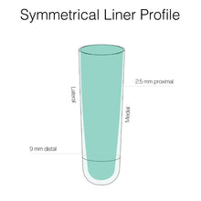 Load image into Gallery viewer, Above knee symmetrical liner profile in 2.5mm gel thickness and 9mm along the bottom.