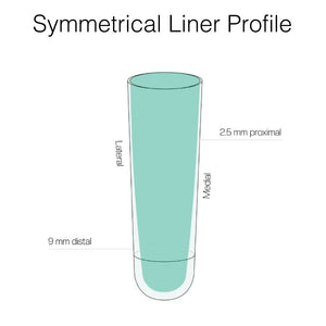 Above knee symmetrical liner profile in 2.5mm gel thickness and 9mm along the bottom.