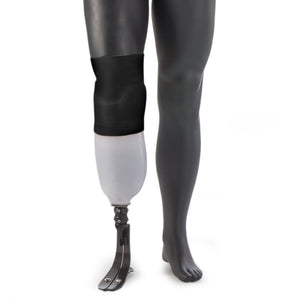 Apply sleeve saver gaitor over prosthetic brim.