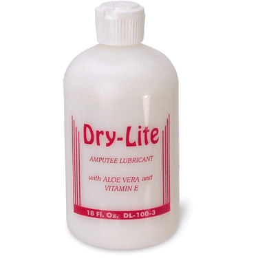 Dry-lite amputee liquid powder lubricant for amputees for donning above knee prosthetic sockets..