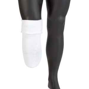 Knit-Rite below knee prosthetic sock with coolmax to wick perspiration away reflected to show soft inside.